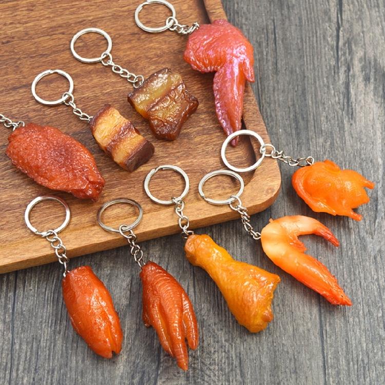 6 Pcs Chicken Wing Keyrings Decorative Keychain Car Key Chain Simulation Food Keychain Hanging Ornaments Bag Pendant