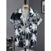 Men's Tropical Plant 3D Print Hawaiian Beach Flower Shirt Casual Slim Fashion Shirt Simple Retro Lapel Short Sleeve Shirt Top