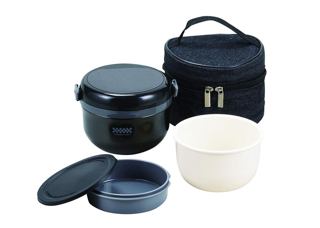 Pearl Metal Insulated Bento Black with Lunch Hokadon Box, 420ml, Denim, Bag, HB-5466