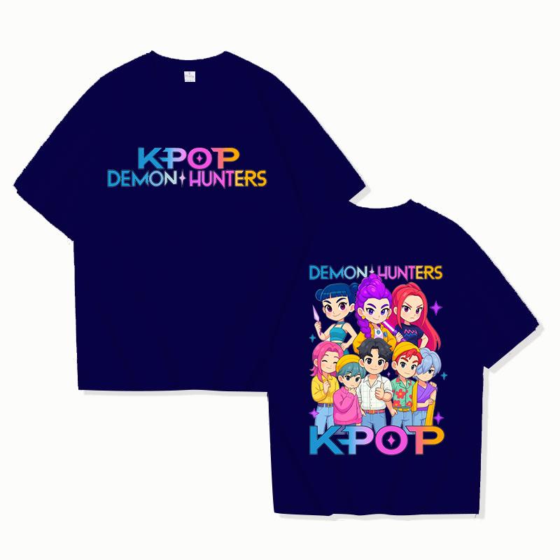 Funny Kpop Demon Hunters Print T-Shirt Women Men Loose Short Sleeve Round Neck Top Female Casual Shirt Tees