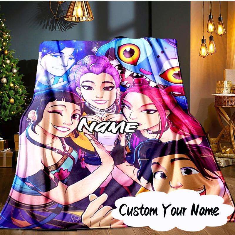 Custom Name Fantasy Friends KPop Blanket Ideal Bedding Blanket Perfect for Travel, Camping, Living Rooms, Offices, Sofas, Fan Christmas gift