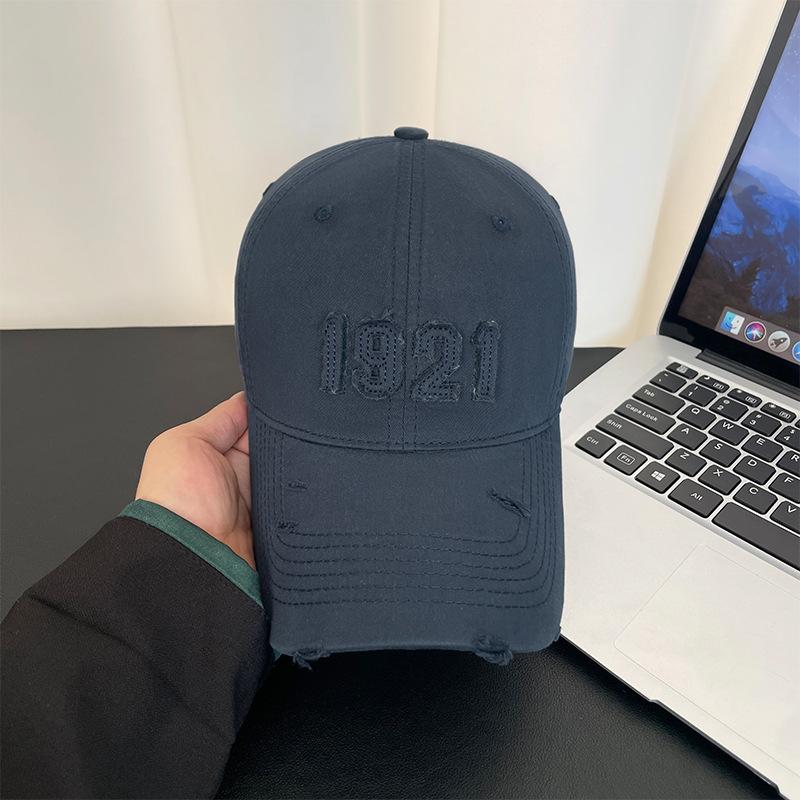 Alphabet Patch Baseball Cap Women's Spring Summer Vintage Washed Hole Sun Hat Outdoor UV Protection Cap Men