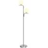 LED Floor Lamp, Modern Standing Lamp with 3 Colour Temperatures, Globe Glass Shades and Foot Switch, Silver Tone