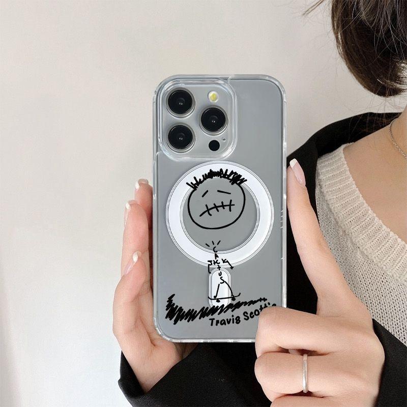 

Нарисованные от руки человечки Чехол для iPhone 13/14/15/16/17 AIR/PRO - Смешной и прочный мультяшный дизайн iPhone 11