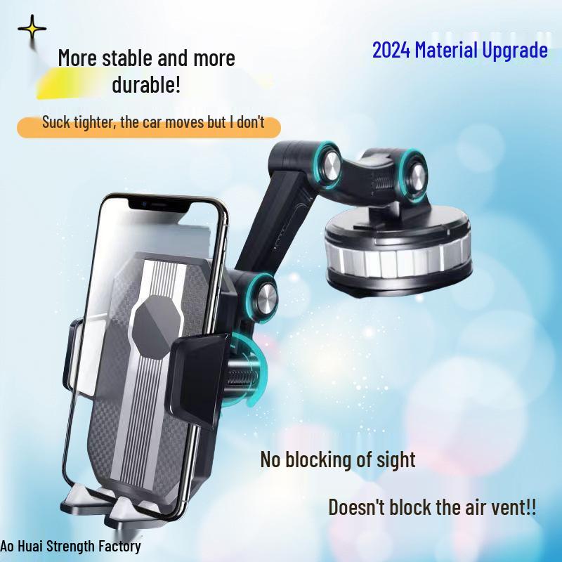 Universal Car & Truck Phone Holder with Rotating Suction Cup for Dashboard & Windshield; Shockproof Design.