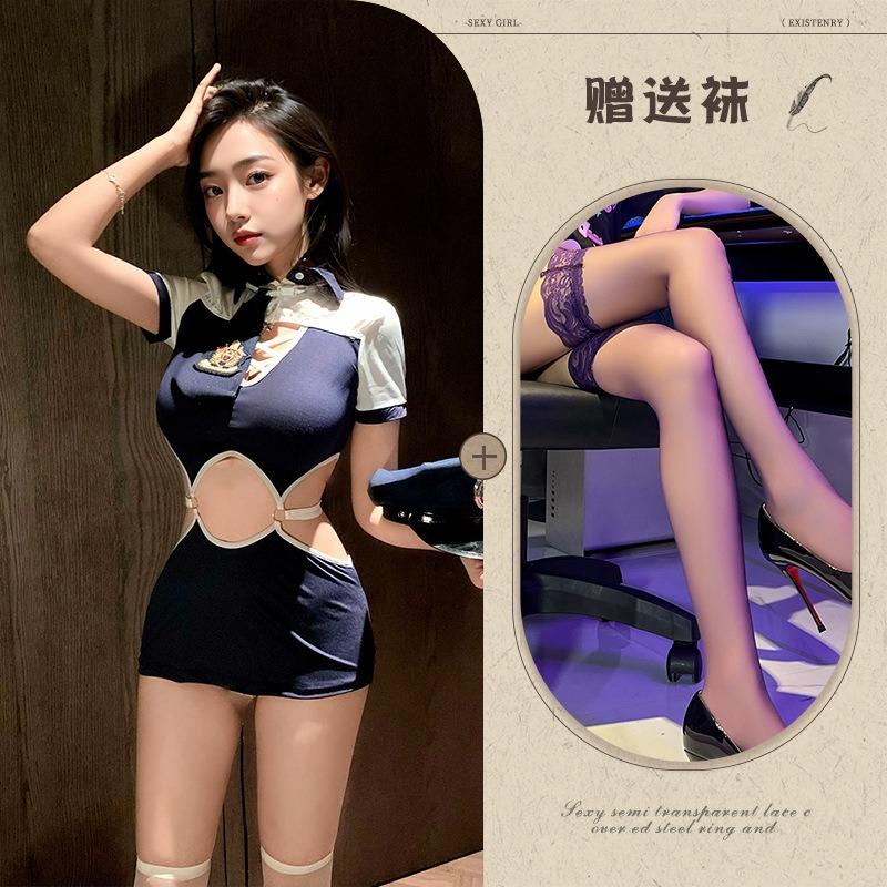 Sexy lingerie sexy policewoman cos uniform seduction instructor small breasts and thin mood hip-wrapped onesie suit