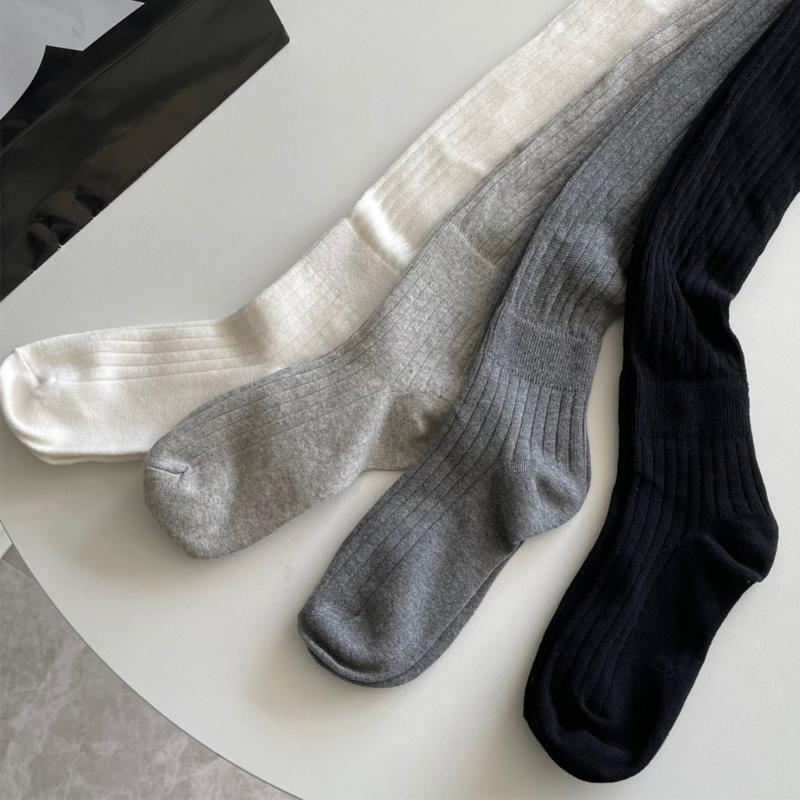1 Paar Vier-Jahreszeiten-Stapel-Socken Damen Unifarben Stapelbare Socken Beinbekleidung Atmungsaktiv Langer Stil Kniehohe Socken