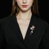 Cute Pearl Rhinestone Inlaid Magnolia Flower Pins Brooch Trendy Metal Enamel Lapel Pin Suit Clothing Accessory Ornament Gift