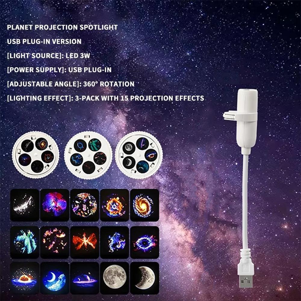 Flexible Neck Galaxy LED Projector 360 Degree Rotating Atmosphere Lamp Novelty Night Light Dorm