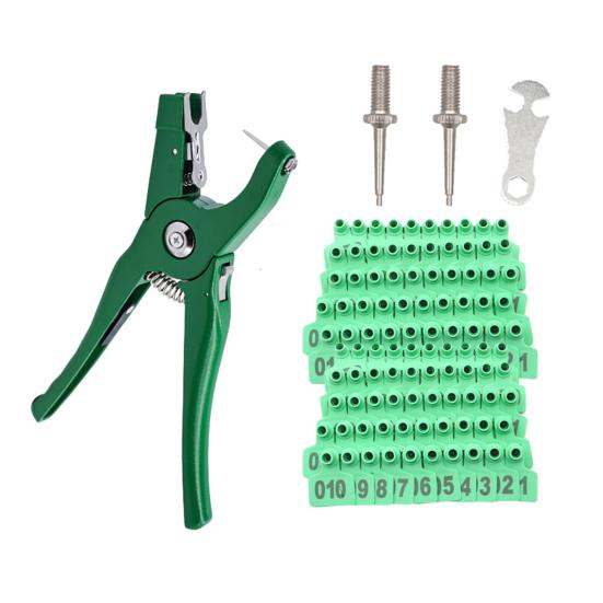 Cattle Ear Tags 001 to 100 Number Plastic Livestock Animal Tag Ear Tag Applicator Kit for Cows Goats Sheep Pigs