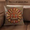 2D Aztec Sun God Square Throw Pillow Covers Pattern Cushion Cover Suitable For Sofa Bedroom Car Pillow Cover