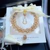 Fulu Gourd Shaped Artificial Crystal Car Pendant Rearview Mirror Hanging Tassel Decor For Women