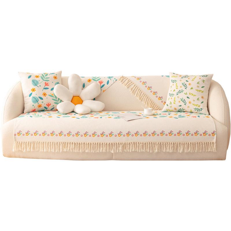 Cotton And Linen Sofa Cushion Four-Season Universal Non-Slip Seat Cushion Light Luxury Simple Sofa Cover Cloth Backrest Sofa Cover