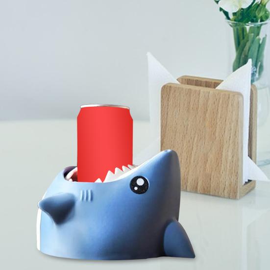 Shark Drink Holder Fun Biting Shark Cup Stand for Cans And Bottles Novelty Desk Accessory Party Decor Fits Most 250ml-500ml Beverages