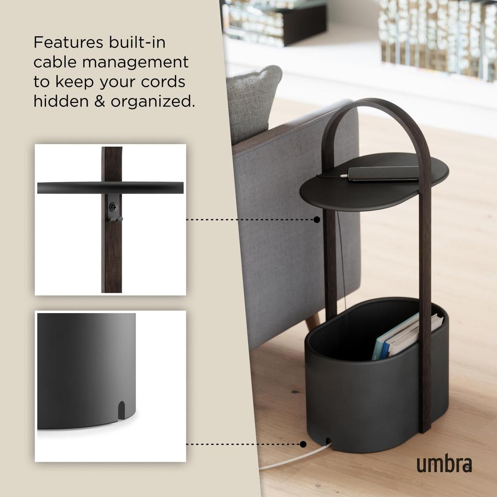 Umbra Storage Table, Side Table, Black/Walnut, W24 x D35 x H68cm, HUB 21013760048