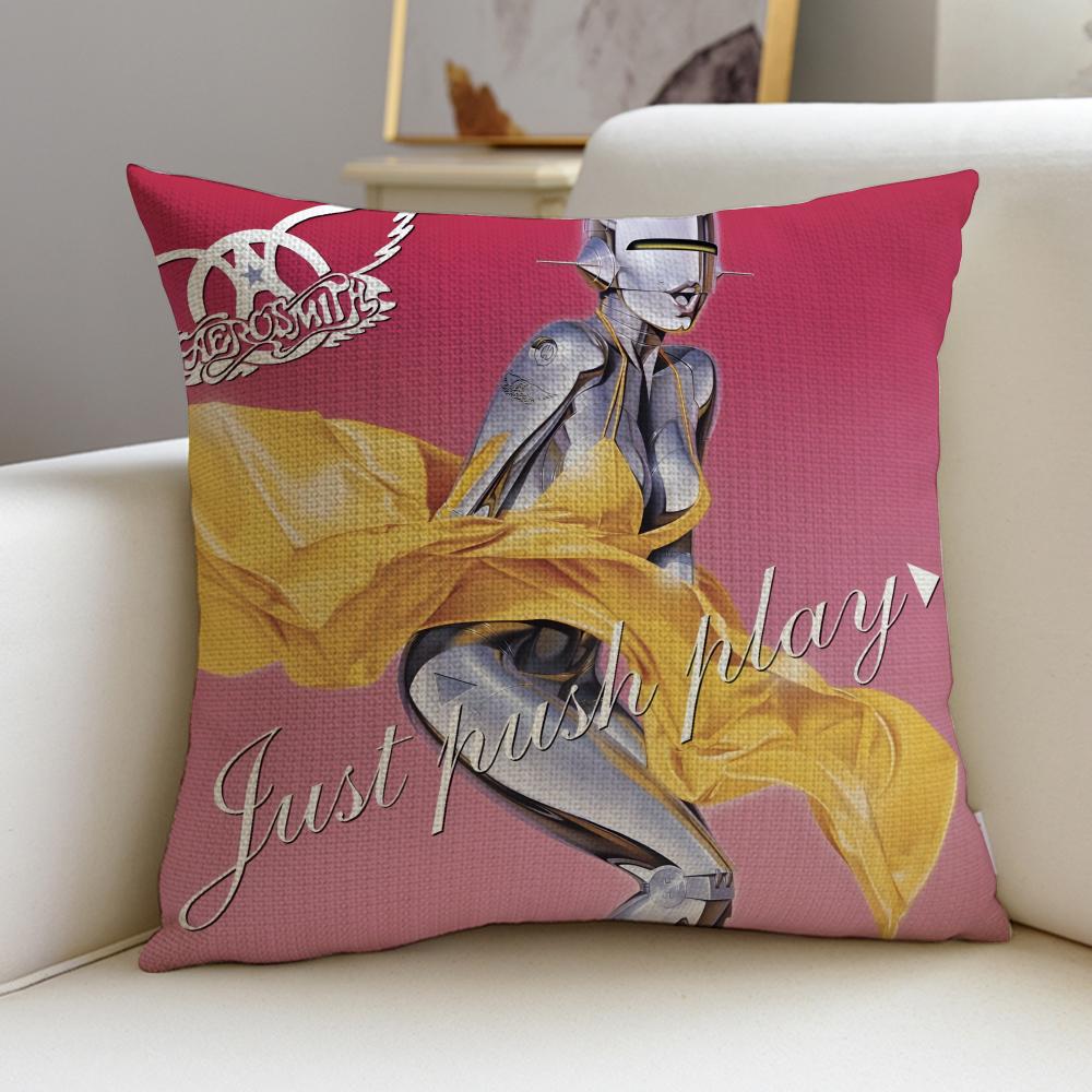 

Legendary BBand AAerosmithS Cushion Cover Breathable and skinfriendly linen pillowcase square removable and washable cushion 30X30cm