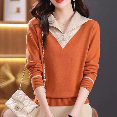 Wool Sweater Casual Regular Pullover Spring and Autumn Knitted Fabric Sweater