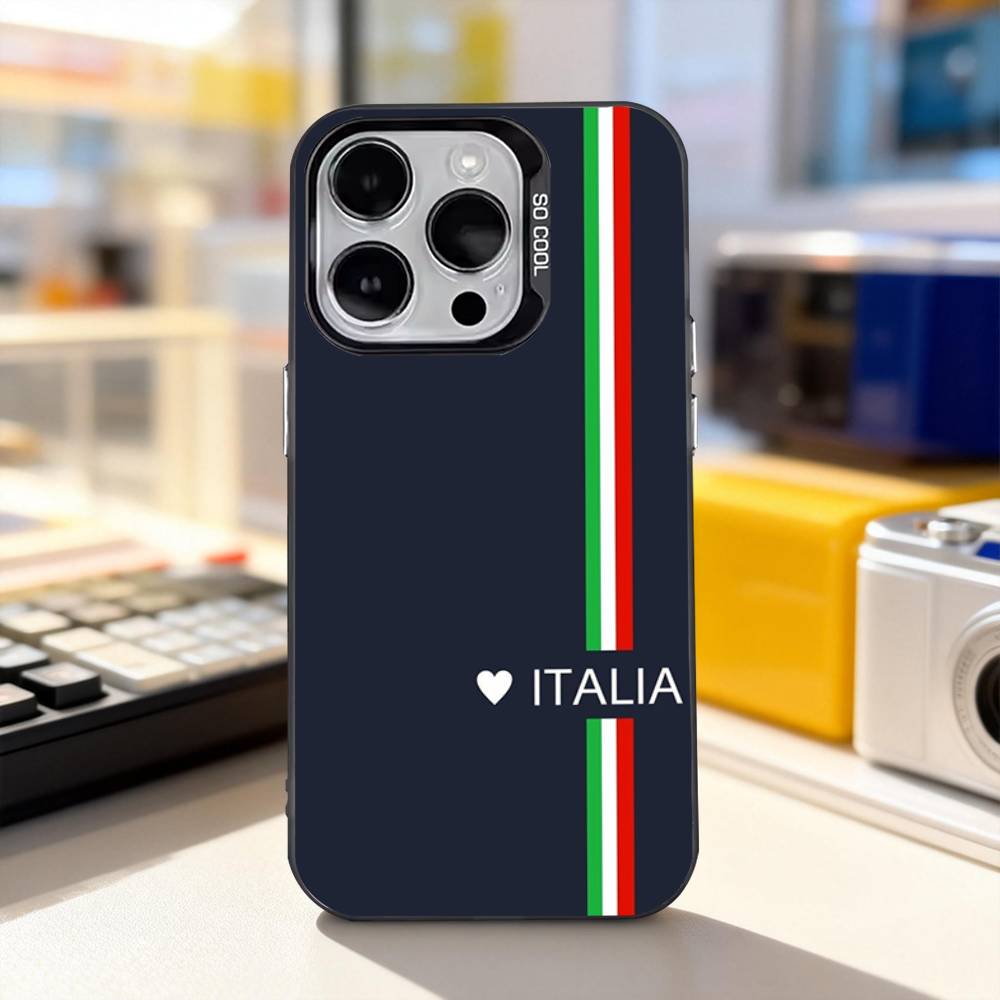 Italy Flag Map Phone Case For iPhone 17,16,15,14,13,12,11,Pro,XS,Max,Plus,Mini,SE4,E Black Matte Shockproof Cover