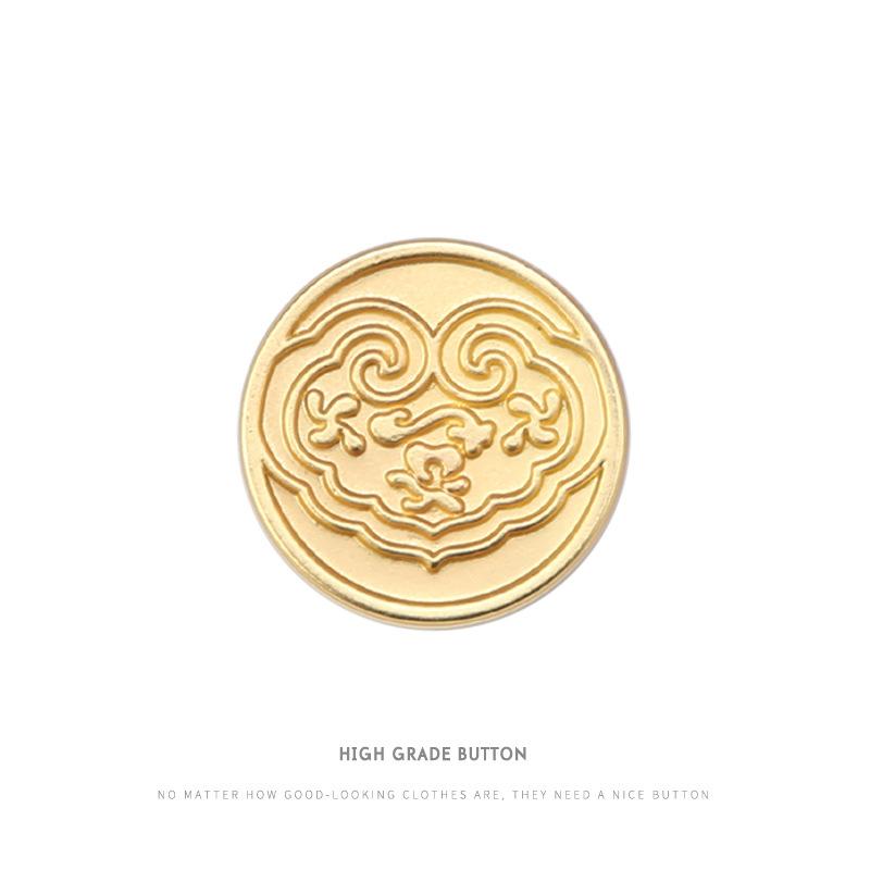 

10Pcs Chinese Hanfu Buttons, Guofeng High-End Metal Copper Buckle Cheongsam, Tang Suit Golden Auspicious Cloud Buttons, Clothes Buckle Accessories 15Mm auspicious cloud