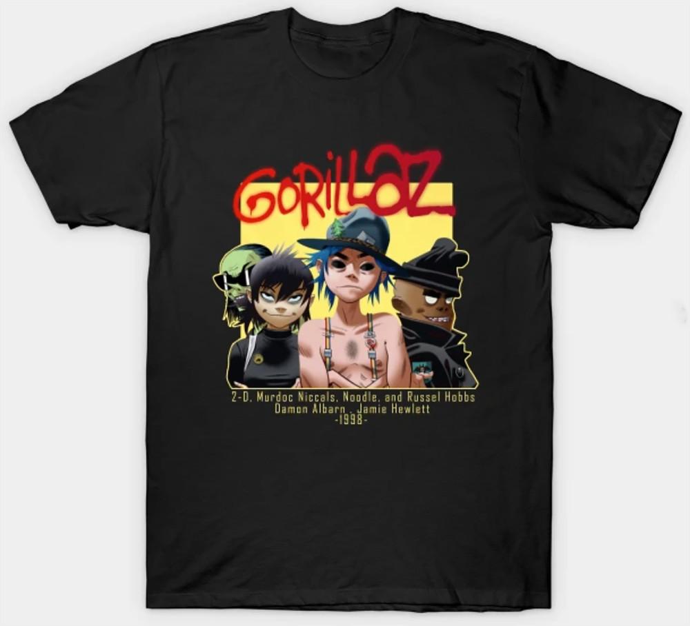 Мужская унисекс футболка Gorillaz с коротким рукавом, S-3XL, черная, фанатское искусство XXL
