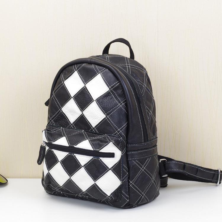Genuine Leather Women S Bag First Layer Cowhide Handmade Bag Color Contrasting Backpack Women S Backpack