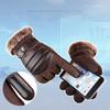 Brown Mens Leather Gloves Real Pigskin  Winter Gloves Warm Thick Driving Skiing Men's Gloves