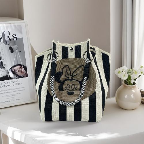 Women Knitted Bucket Tote Bag Large Capacity Versatile Handbag For Work Travel Lunch Storage