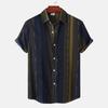 2026 Hawaii Camicia a Maniche Corte a Righe da Uomo Top Casual da Ufficio da Uomo T-shirt Oversize Camicia Bottoni Estiva da Uomo 5XL