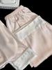 Satin Ice Silk Long Sleeve Pajama Set for Women - Elegant French Style Summer Home Wear