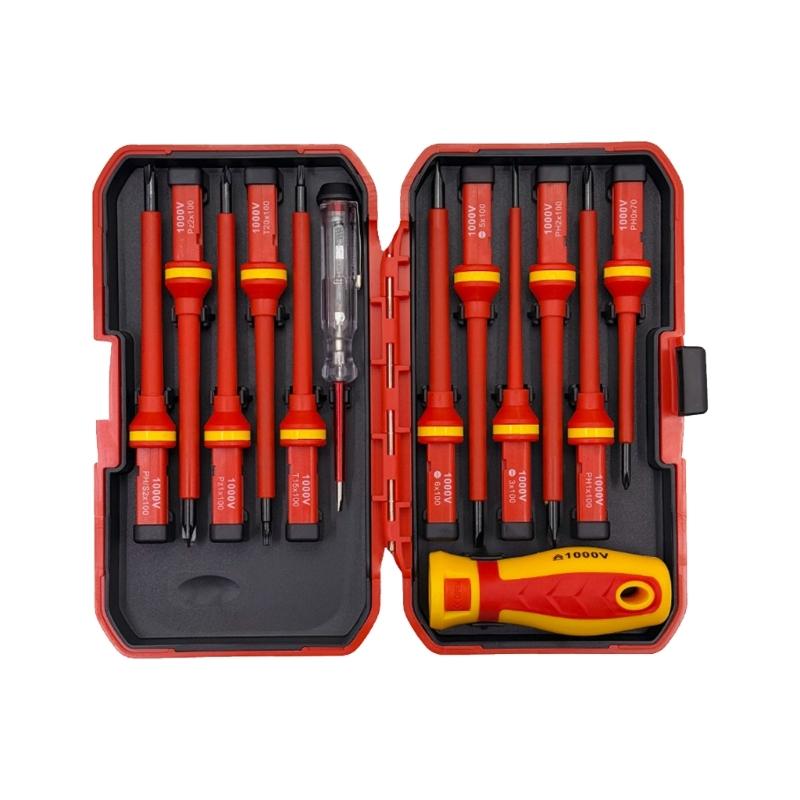 Professional 13 in 1 Insulated Screwdriver Kit 1000V Ergonomic Handle Multipurpose Tool Set for Electrical Work Maintenance 1