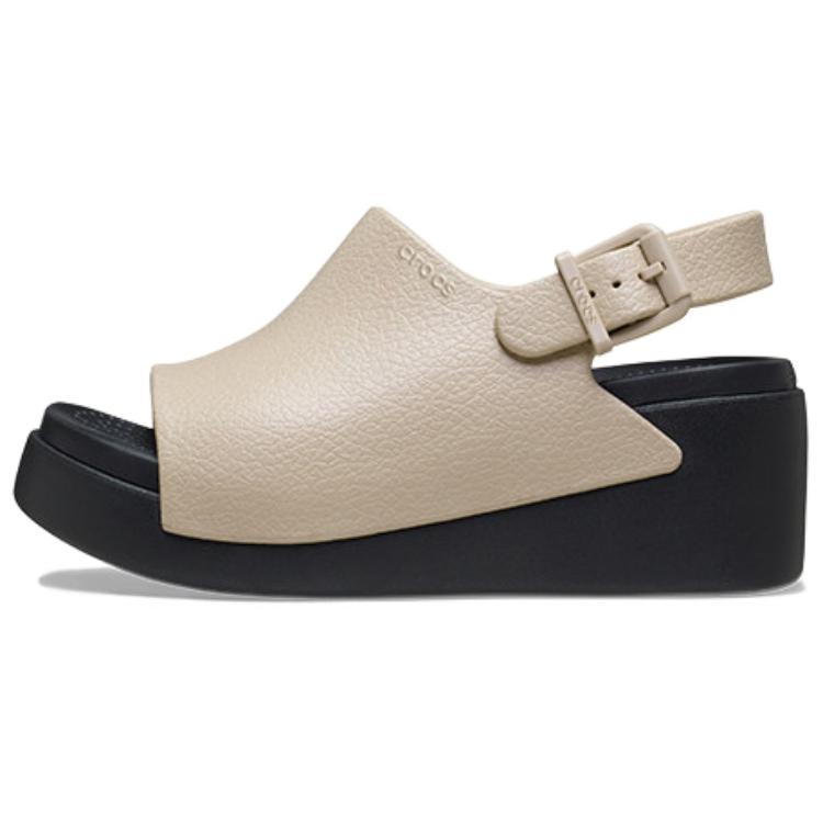 

Crocs Chestnut Cloud Retro Comfortable High Heel One Strap Sandals 8cm Women sandals Black Brown 213012-0SA 36-37