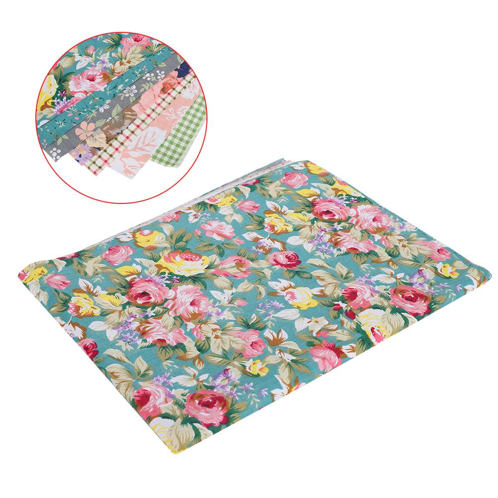 7Pcs Floral Cotton Cloth DIY Hand‑Made Craft Dressmaking Sewing Printing Rose Pattern 50x40cm