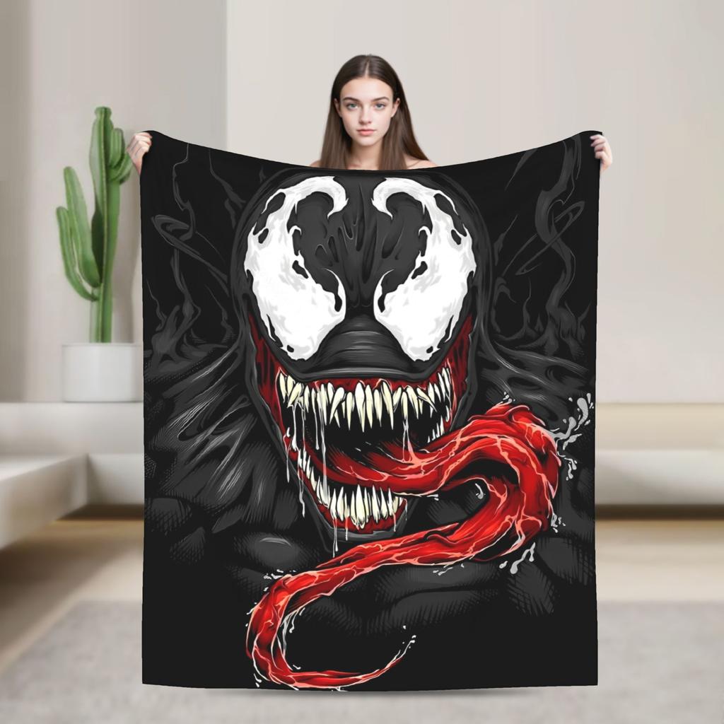 Venom cartoon Blanket Travel Office Flannel Throw Blanket For Couch Chair Sofa Bed Soft Design Quality Bedspread Gift