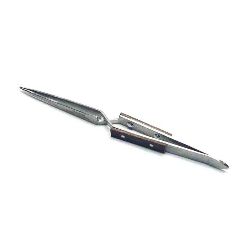 Crosses Lock Soldering Tweezer Auto Closing Jewelry Welding Craft Repair Hand Tool Heat Resistant Clamp Clip Pointed Tip