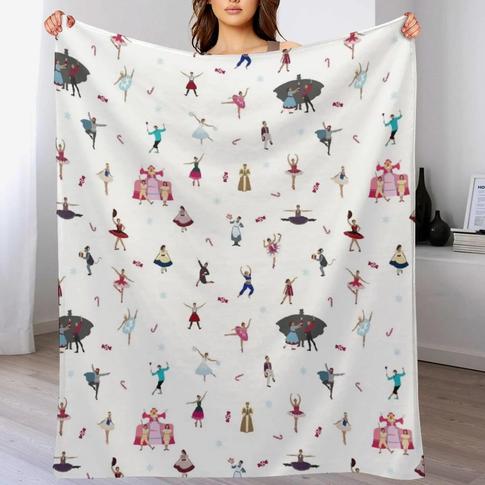 

Nutcracker Ensemble White Throw Blanket Warm Flannel Blanket for Couch Chair Bedroom 102x76cm(40x30in)