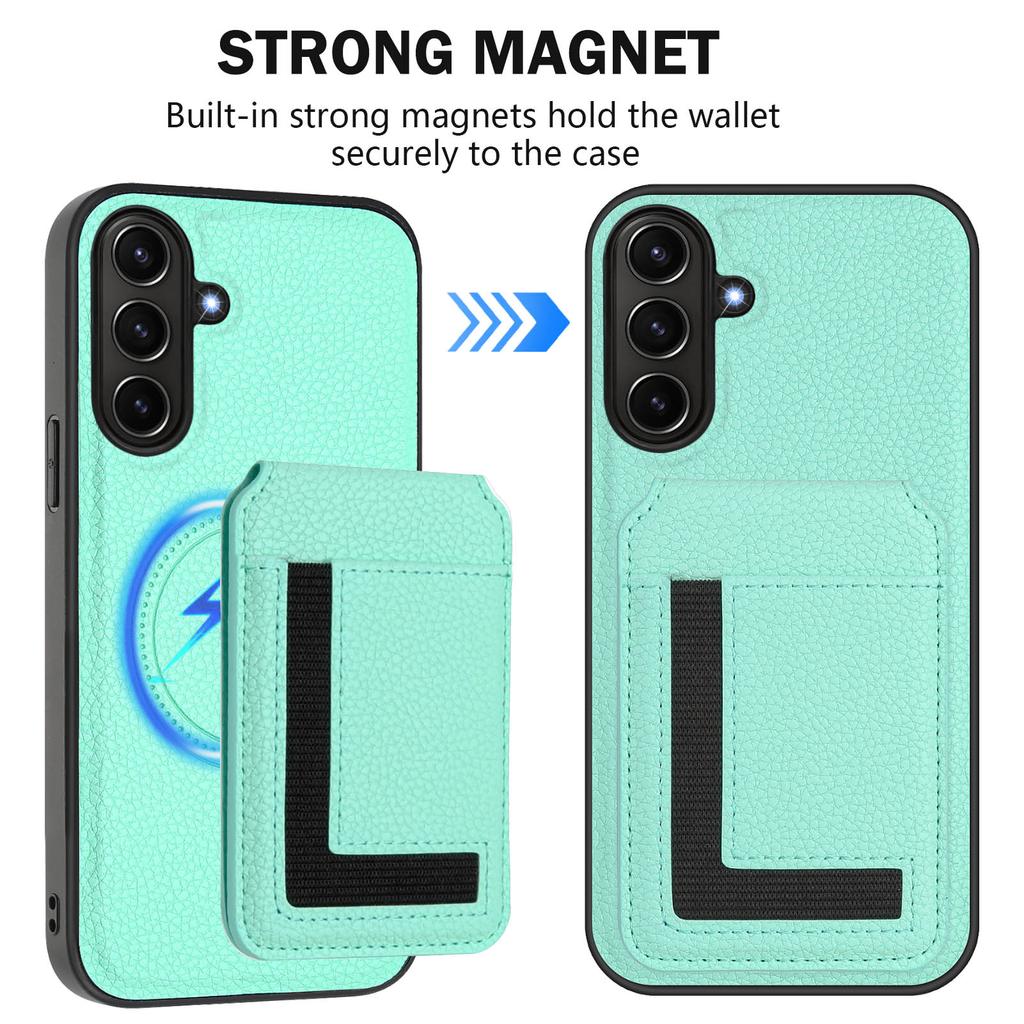 Leder-Kartensteckplatz, abnehmbare magnetische Stoßstangen-Telefonhülle für Samsung A06 A16 A15 A14 A55, Xiaomi 14T, Redmi 14C, Honor Moto, weiche Silikon-Ständerrückseite