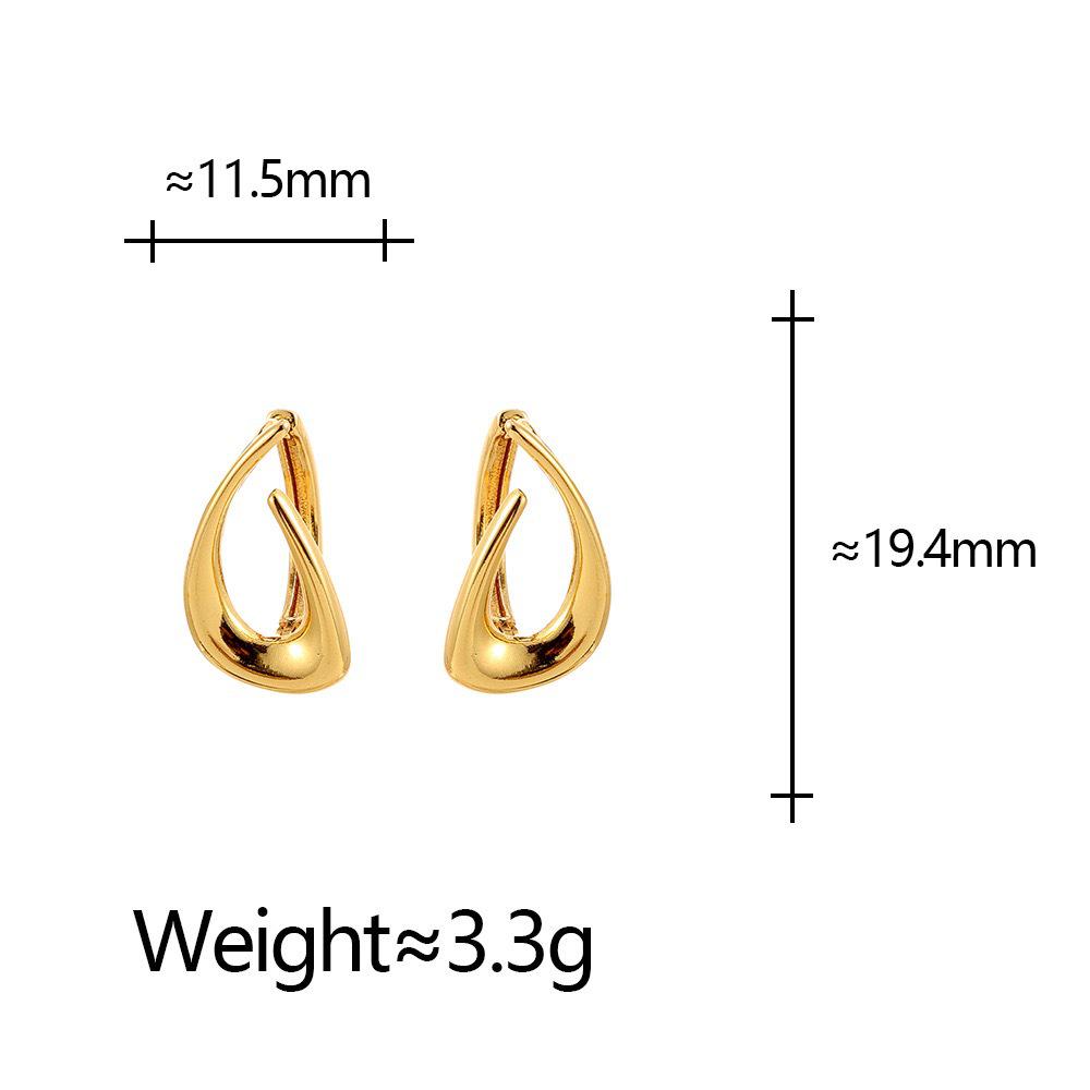 Elegant Geometric Water Drop Earrings - Bright Surface, Hollow Design, Versatile Style for Women