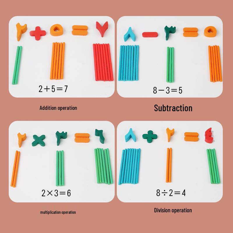 Montessori Math Box: Arabic Numerals & Counting Sticks - Early Education Arithmetic Toys for Addition & Subtraction