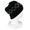 Ausgezeichnete MONCLER Strickmütze BERRETTO Logo-Patch schwarze Baumwolle Damen Gebraucht