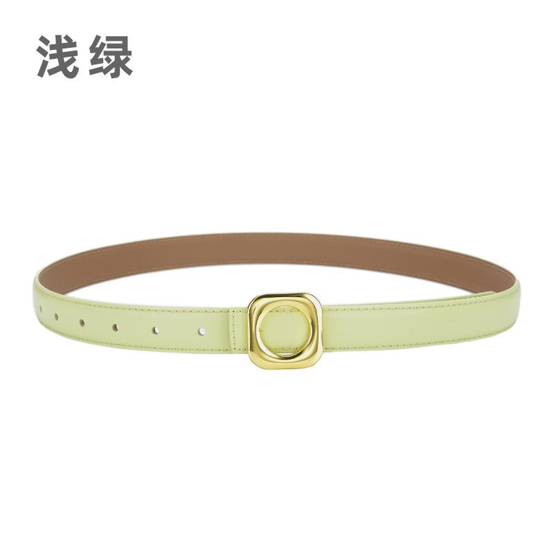 Four Seasons Available Belts Women'S Fashion Versatile Trendy Decoration Suit Leather Thin Belt Square Buckle Leather Ins Style Jeans Belt