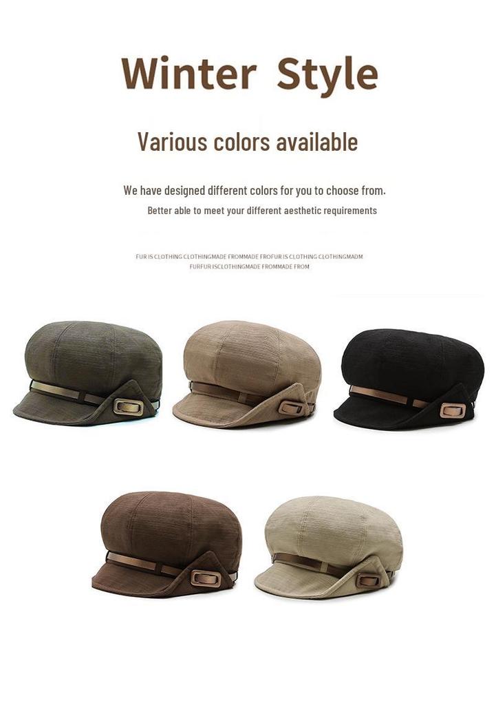 Korean Style Face-Slimming Octagonal Beret for Large Heads - Fashionable, Versatile, Small-Brim Fisherman Hat for Spring and Autumn