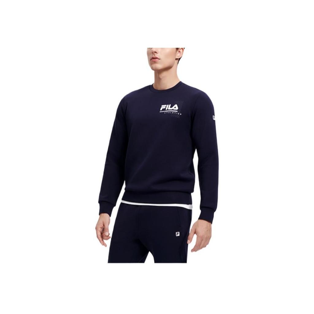 Fila Fitness Series Letter Logo Printed Round Neck Sports Knit Top Men Tops Dark-Blue A11M311205FNV