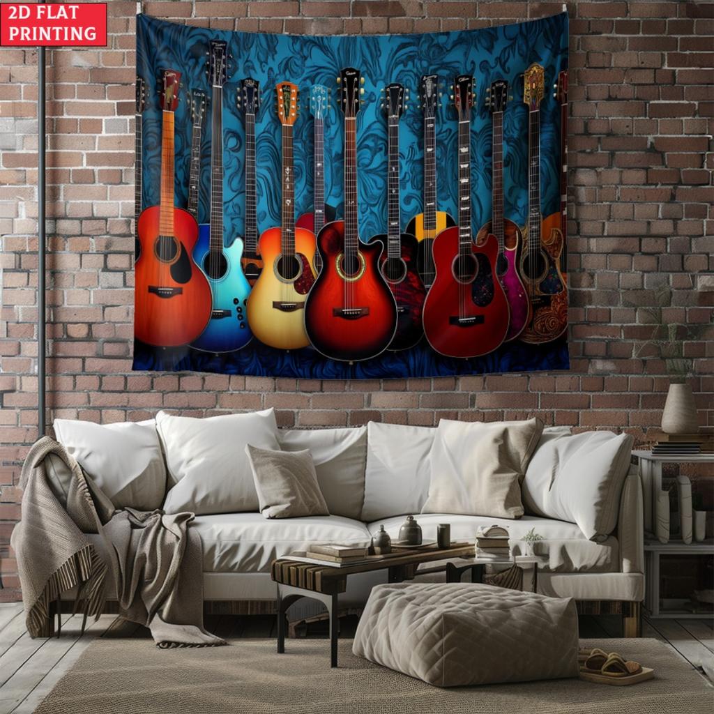 Ungerahmte Gitarrensammlung WandteppichMusikliebhaber Wandkunst Akustik E-Gitarre Druck Musiker Schlafzimmer Wohnzimmer Dekoration Instrument