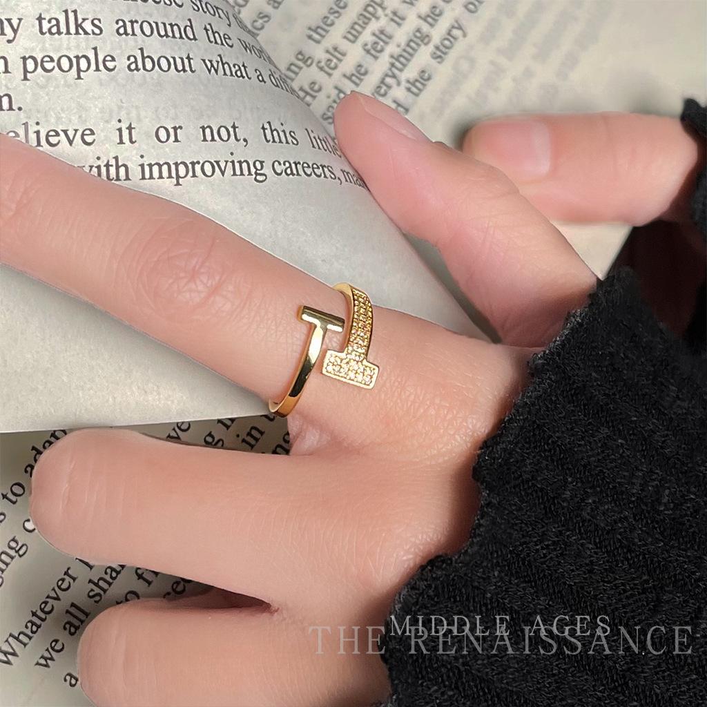 Micro-set zircon personalized ring opening adjustable creative index finger ring