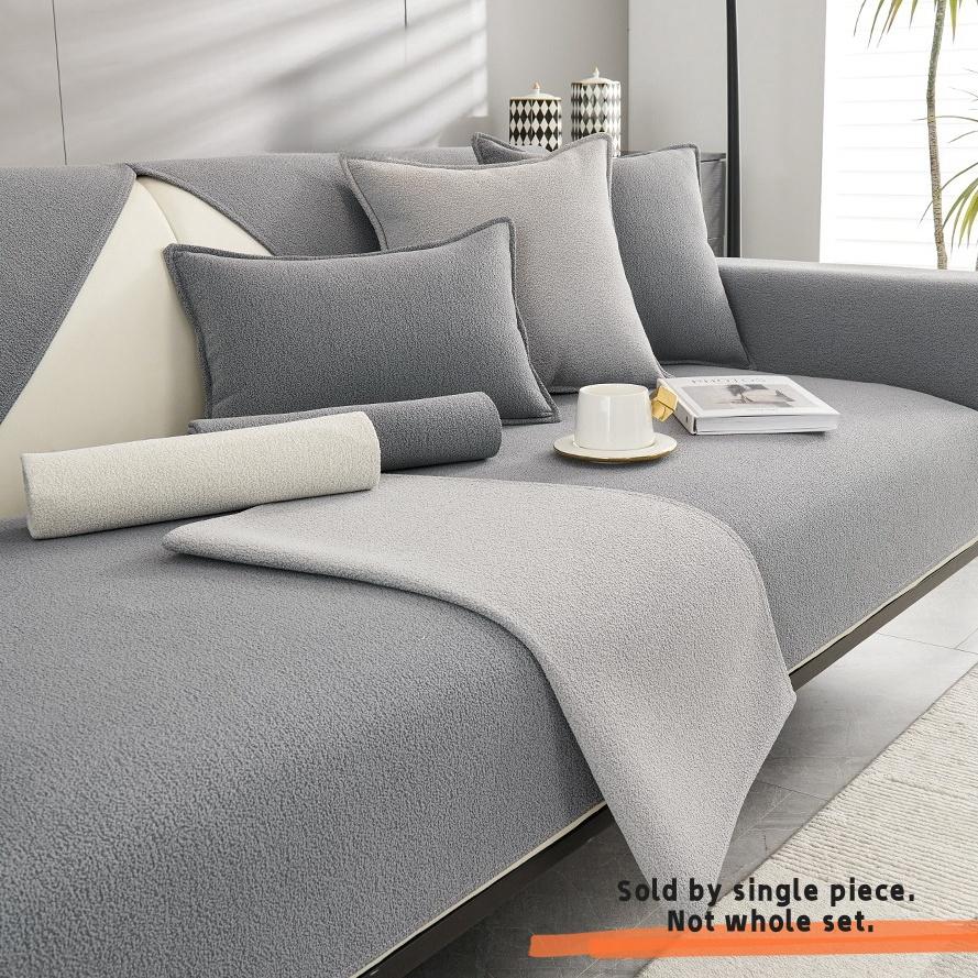 Simplized Solid Teddy Chenille Sofa Cover For Living Room Non-Slip Sofa Cushion Cover Four Seasons Universal Couch Protector