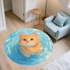 Water Ripple Cat,Round Area Rug,Carpet Rug for Living Room Bedroom Sofa Playroom Decor,Non-slip Floor Mat