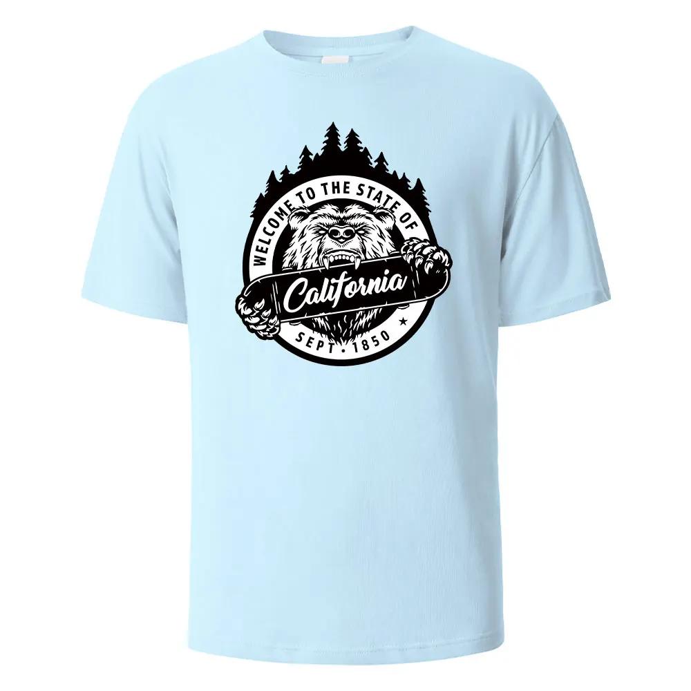 Herren Bedrucktes T-Shirt Kalifornien 100% Baumwolle Oberteile Für Herren Damen Sommer Atmungsaktiv Kurzärmelig Rundhals Basic T-Shirts Herren Kleidung