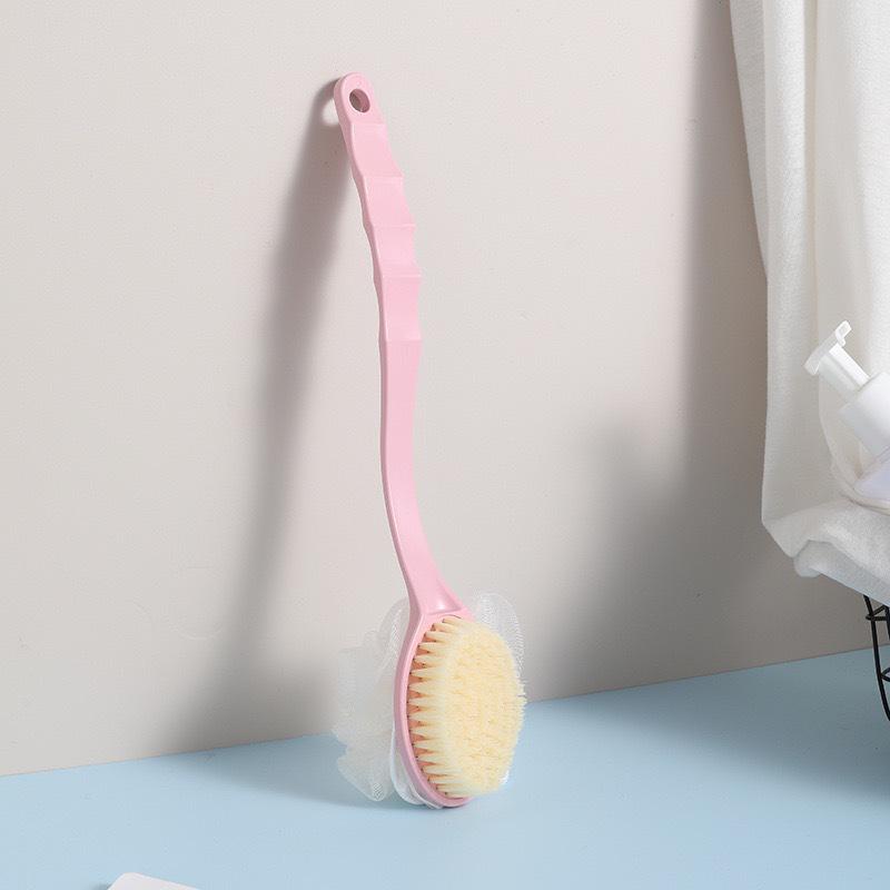 Double-Sided Bath & Back Scrubber with Towel & Long Handle