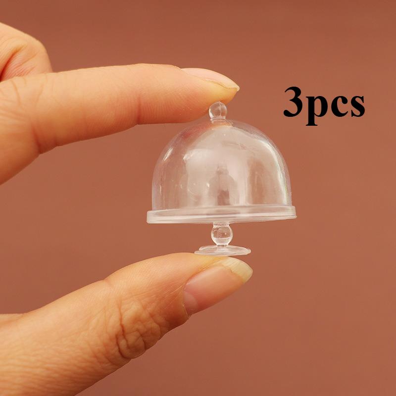 Plastic Mini House Miniature Cake Tray with Lid - Kitchen Decoration, Realistic Dessert Display Stand for Mini House Accessories