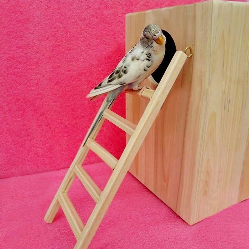 Nový dřevěný žebřík Papoušek Pták Domácí mazlíček Andulka Hlodavec Křeček Myš Pískomil Klec Hračky